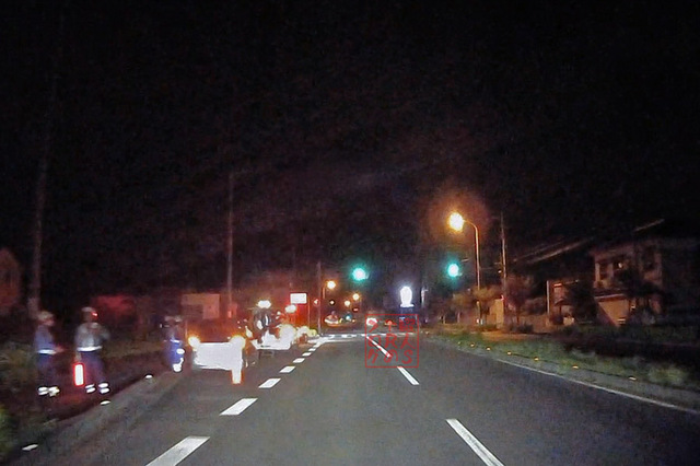 坂出市川津町 国道438号上り車線 川津公民館前バス停前での飲酒運転取り締まり